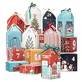 Adventskalender zum Befüllen, Adventskalender zum Selbstbefüllen mit 25 Häuser und Kartons, DIY Weihnachtskalender zum Basteln, 2025 adventskalender Geschenk Tüten Kinder Mädchen Frauen Erwachsene
