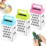 3 Stück Mini Raspel, Mini Vierkantreibe Edelstahl, Multifunktional Kastenreibe mit Griff, Cheese Grater, für Reiben von Knoblauch, Gemüse
