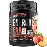 EAA Energy Mix - 500 g - Amino Matrix + Focus Matrix - Zuckerfreie Alternative zu Energy Drinks - Mit Koffein, Taurin, Guarana, N-Acetyl-L-Tyrosin - Pre Workout Booster - Vegan (Eistee Pfirsich)
