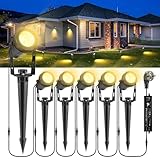 B-right Gartenbeleuchtung led außen, 6 Set Gartenbeleuchtung mit strom, IP65 wasserdicht Gartenstrahler mit erdspieß, Gartenleuchte mit stecker, Warmweiß,Wegbeleuchtung Gartenlampe für Rasen Teich Weg