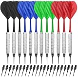CyeeLife Dartpfeile mit Kunststoffspitze,12 Stück Soft Darts Pfeile Set mit 100 Kunststoff Dartspitzen für elektronische dartscheibe