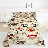 Bettdecke 135x200 Rentier Steppdecke 135x200 Weihnachtsmann 4 Jahreszeiten Bettdecken mit 2 Kissenbezug, Waschbar Microfaser Bettzeug, Warme Weiche Bettdecke ohne BezugY116