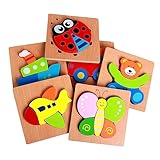 IMIKEYA 4 Sätze Tier Puzzle puzzletisch Lernen Kognitionsspielzeug Puzzlespielzeug für die frühe Bildung von Kindern Kindergarten-Rätsel Frühpädagogisches Bambus