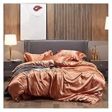 3pcs/4pcs/5pcs Bettwäsche Set Volltonfarbe Luxus Bettwäsche Kit Rayon Satin Bettbezug Set mit Reißverschluss Schließung Twin Queen King Size Bett Set (Color : SET 7, Size : 200x200cm 4pcs)