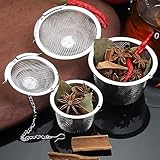 Gewürzsieb,Liuer 2PCS Edelstahl Gewürzfilter,Gewürzfilter Gewürzkugel Teesieb mit Kette,Teefilter Kugelfilter Geeignet für Losen Tee Mulling Gewürze Kräuter Würze