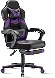 Sunon Gaming Stuhl Ergonomisch Komfortabel Einstellbar Verstellbare Rückenlehne mit Fußbank, 150 kg Tragfähigkeit Lila