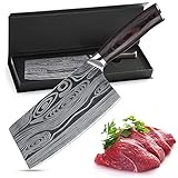 Hackmesser Fleischerbeil 7 Zoll Deutsch Hochgekohlter Edelstahl Hackbeil Messer, professionelles Chinesisches Kochmesser Hochleistungsklinge für Küche und Restaurant (meat knife)