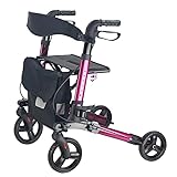 AGEDOR Faltbarer Rollator für ältere Menschen, Mobilität, leicht, rollender Erwachsenenlaufer, höhenverstellbar, mit Sitz und Tasche