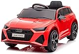 Playhouse Kinder Elektroauto Audi RS6 12V, Eva Räder,Leder Kinderauto Kinderfahrzeug der Hit (3.Rot)