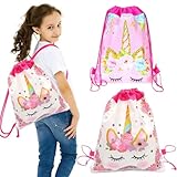 GXGM Turnbeutel Mädchen, Einhorn Geschenke für Mädchen, Personalisierte Geschenke Kinder, Turnbeutel Rucksack, Einhorn, 2 Stück