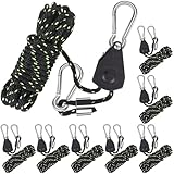 Cirulli 8 Stück Reflektierend Spannseile mit Karabinerhaken,1/8 Zoll Windfestes Seilratschen-Set,Einstellbar seilzug Seilzug für Sonnensegel und Zelte,Seilspanner Zimmerpflanzen, Wäscheleine,Schlinge