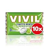 VIVIL Rollen Limette-Minze, 10 x 3er Pack, fruchtige Pastillen mit Limettengeschmack, zuckerfrei & vegan, 30 x 28g