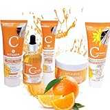 Vitamin C Face Care Set,5pcs Hautpflege-Geschenkset für Mädchen im Teenageralter -Serum-Hautpflegesets &-sets - Verwöhngeschenke für Frauen-enthält Reinigungsmittel, Gesichtsserum,Creme,Sonnencreme