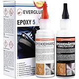 Everglue 5 Minuten Epoxy 200g 2K Epoxidharz mit Härter transparent und hitzebeständig zum Kleben und Versiegeln von Metall Kunststoff Keramik Glas Holz CfK Carbon GfK Glasfaser Marmor Beton Styropor
