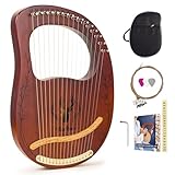 VixxNoxx Lyre Harfe 16 Metallsaiten Mahagoni Leier harfe Musikalische Instrumente mit Stimmschlüssel Ersatzsaiten Musikbuch in Englisch Tragbare Tasche, harp für Erwachsene Kinder Anfänger