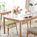 Wapasezyar Tischdecke Transparent, Durchsichtige Tischdecke, PVC Tischfolie Durchsichtig 0.13 mm Stark Wasserdicht Tischschutzfolie, Tisch Schutzfolie Klarsichtfolie (150x300cm)