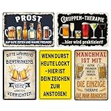 5er Set Lustige Metall-Wandschilder für Bar, Garten & Mannshöhle (20x30 cm) – Deko für Zuhause, Café, Club & Kneipe – Rustikale Retro-Schilder