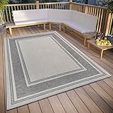 Hanse Home Cast In- & Outdoor Teppich Wetterfest – Modernes Muster Zweifarbig, Wasserfest robuster Aussenteppich Flachgewebe für Garten, Balkon, Terrasse, Wohnzimmer – Beige Grau, 63x120cm