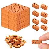 68 Stück Ziegelsteine Zum Mauern Kinder Mini Ziegelsteine Mini Ziegel Rote Modellbau Steine Modellziegel Brick für DIY Puppenhaus Fairy Garten Dekoration