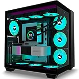 KEDIERS PC Gehäuse- vorinstalliert 9 ARGB-Lüfter, ATX Mid Tower Gaming Gehäuse, mit doppeltem gehärtetem Glas Vollbild Computergehäuse,H9 (Schwarz)