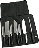 YUNCHONGuk Messertasche,Messer-Rolltasche Kochmesser Rolltasche mit 7 Fächern Messeraufbewahrung,Aufbewahrungstasche für Küchenmesser,Kochmesser-Koffer,Werkzeug-Rolltasche für Camping Wandern
