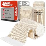 HEALQU Elastische Binde – Selbstklebender Verband 4 Rollen (10 cm x 4,5 m) Dehnbare Bandage für Beine, Kniee, Knöchel, Handgelenke, Ellenbogen & Schultern | Fixierbinde für Sportverletzungen