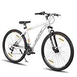HILAND 29 Zoll Mountainbike, Aluminiumrahmen 21 Gang Schaltung MTB mit Scheibenbremse Federgabel, Mountainbike für Männer Grau