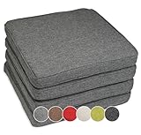 sunnypillow 4er Set Stuhlkissen wasserdicht UV-lichtecht 40 x 40 x 5cm - Polsterauflage Auflage für Stühle/Bänke - Sitzkissen Stuhlauflage für Haus und Garten - Indoor/Outdoor - Anthrazit