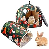 GOMETY Meerschweinchen Haus & Tunnel 2er Set, Meerschweinchen Bett Waschbar Kuschelhaus & Spielzeug Kuschelhöhle Höhle Kuscheltier für Kaninchen Frettchen Hamster Igel Chinchilla Bartagamen Kleintiere