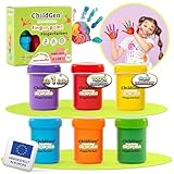 Fingerfarben kinder ungiftig ab 1 jahr ChildGen, Bio Fingermalfarben, Fingerfarben Baby ungiftig Bio, geeignet zum Malen für Kindergarten, Schulen oder Zuhause, Handfarben Kinder, Fingerfarbe -6x 50ml