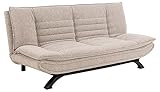 AC Design Furniture Jasper Schlafsofa in Beige, mit 3 Liegepositionen, Moderner 3-Sitzer ohne Armlehne, Gepolstertes Sofa mit Bouclé-Bezug und Schwarzen Beinen, B: 196 x H: 91 x T: 98 cm