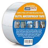 ADHES Butylband Dichtungsbänder, 5cm x 5m, 47 mil Dick Silber Aluminiumfolie Tape Wasserdichtes Klebeband für Teichbau, Bauwerke, Fassaden, Dach, Wohnwagen, Fenster, Container, Flachdach