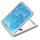Aruicheng Taschenspiegel Klein Schminkspiegel Reisespiegel Klappspiegel mit Vergrößerung 1X/2X Tragbarer Handspiegel Doppelseitig Makeup Mirror Für Geldbörsen und Reisen, Blau