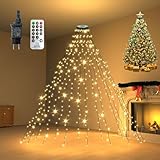 YOUBST 2m Lichterkette Weihnachtsbaum mit Ring, 300er LED Überwurf Christbaumbeleuchtung 8 Modi Timer IP44 Wasserdicht Lichterkette für 150cm, 180cm, 210cm, 240cm Tannenbaum - Warmweiß