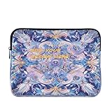 Laptop-Aufbewahrungstasche mit individuellem Namen, 33 - 35,6 cm, leicht, Boho-Stil, Blume, Lila, personalisierbar, Reise-Laptop-Tasche für Arbeit, Reisen, Zubehör