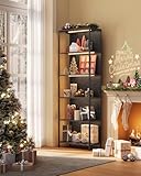 VASAGLE Bücherregal mit 6 Ebenen, Standregal mit Einstellbarer LED-Beleuchtung, Regal mit Stahlrahmen, 30,3 x 60 x 178,6 cm, für Wohnzimmer, Schlafzimmer, Arbeitszimmer, ebenholzschwarz LLS120B57