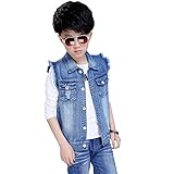 LSERVER Ärmellos Jeans Weste Kinder Jungen Winterjacke Jeansjacke Slim Outwear,152