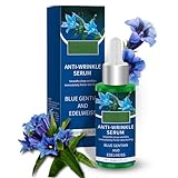 Blauer Enzian Serum, Anti-Falten Serum Blauer Enzian & Edelweiß, Natural Anti Aging Gesichtsserum, Gesichtspflege Feuchtigkeitsspendende Face Serum, Strafft Haut, Reduziert tiefe Falten
