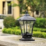 Retro-Pollerleuchten für den Außenbereich, IP44 wasserdicht, E27, Aluminiumguss und Glas, für Garten, Weg, Sockelleuchte für Innenhof, Terrasse und Landschaftsbeleuchtung, Schwarz