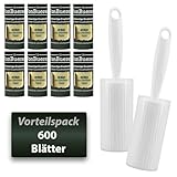 VonBueren Fusselrolle Tierhaare 600 Blatt | 2 Abroller + 2 Hüllen | Fusselrollen für Kleidung | Fusselbürste | Lint Roller | für Hunde und Katzen