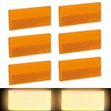 Hariendny 6 Stück Reflektor Selbstklebend Reflektoren Orange Rechteckig Reflektor Katzenaugen Rückstrahler Sicherheits Reflektor für Anhänger, LKW, RV, Fahrrad, Zaun, Torpfahl