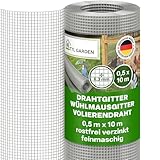 TTL GARDEN 50cm x 10m Drahtgitter feinmaschig rostfrei verzinkt 6,3mm Masche 0,55 mm Draht Stärke - auf Rolle Maschendraht Volierendraht Hasendraht Wühlmausgitter 10m x 0,5m breit 6,3 mm Maschenweite