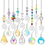 ALTcompluser 9 Stück Sonnenfänger Kristall Fenster Suncatcher Deko,Bunt Lichtbrecher Sun Catcher Fensterdeko Sonnenfänger Garten Kristall zum Aufhängen für Zuhause Büro Weihnachtdeko