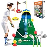 Golf Spielzeug Set für Kinder, Minigolf mit 1 Dinosaurier Automatic Golf Returner, 3 Skalierbarer Golfschläger, 6 Bällen und Putting Matte, Indoor und Outdoor Sportspielzeug, Geschenk für Kinder