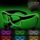 Ainiv LED Leuchtbrille, Led Brille, Kabellos Party Brille, LED Party Brille, Leuchten Sie Neon Rave Brille Glow, Flashing LED Brille Kostüme für Party, EDM, Karneval, Halloween (Blau)