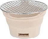 NENCA Holzkohle-Grill-Grill-Keramik Koreanischer BBQ-Grill-Edelstahl-Netz Tragbarer Tischgrill für Camping-Haushalt im Freien-21 * 21 * 13.8cm