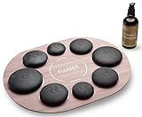 Heiße Steine Erwärmer mit 100 ml Massageöl, 8-Piece Tragbares Elektrisches Hot Stone Massage Set, 2-stufige Temperaturregelung, für Spa, Entspannung, Muskelentspannung, Wellness Geschenk