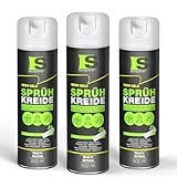 Spraytive 3 x 500ml Sprühkreide neon-gelb - Abwaschbare leuchtende Kreidefarbe, Outdoor Kreidespray, Bodenmarkierung, Temporäres Markierungsspray, Farbspray für Asphalt, Gras, Beton