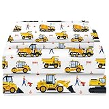 Yasida Spannbettlaken für Doppelbett, für Kinder, Auto, Cartoon, Bagger, LKW, Heber, Bettwäsche, 3D-Druck, waschbar, Maschinen, Bettlaken mit 1 Spannbetttuch und 2 Kissenbezügen