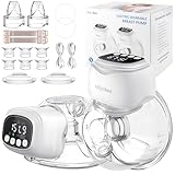 Anlyvikee 2 Stück Milchpumpe Elektrische Tragbar mit 3 Modi 9 Stufen, Freihändige Milchpump mit LED-Anzeige,Speicherfunktion Elektrische Milchpumpe,Hände Frei Milchpump 4 Plugins:17mm,19mm,21mm,24mm